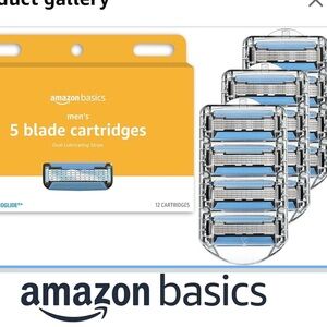 Amazon Basics 5-Blade Razor Refills for Men with Dual Lubrication